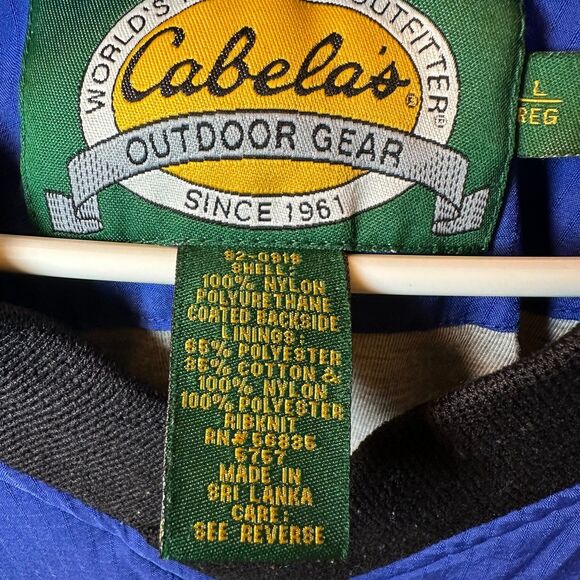 Cabela's Windbreaker Pullover Men's Size Large Blue V-Neck Outdoor Gear Jacket - Picture 6 of 6